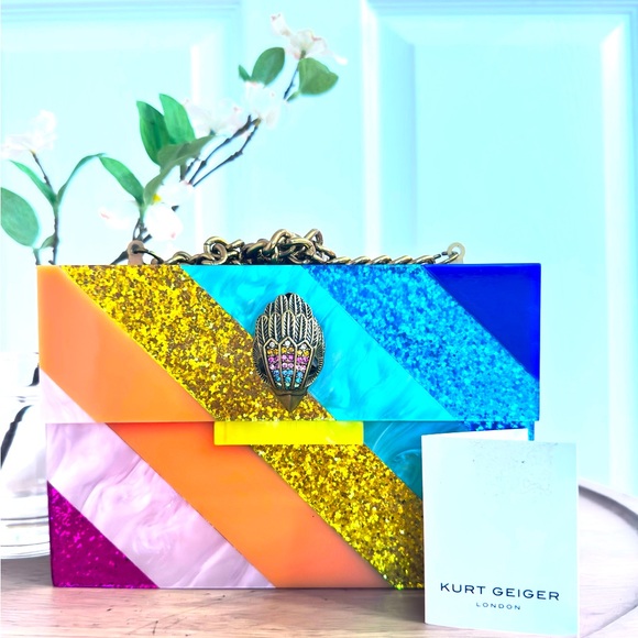 Kurt Geiger Handbags - KURT GEIGER ~ Multicolor Glitter Box Clutch Handbag with Magnetic Closure